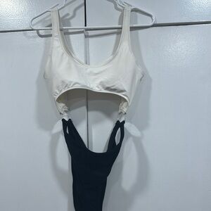 Two-Tone Swimsuit with Scoop Neck
